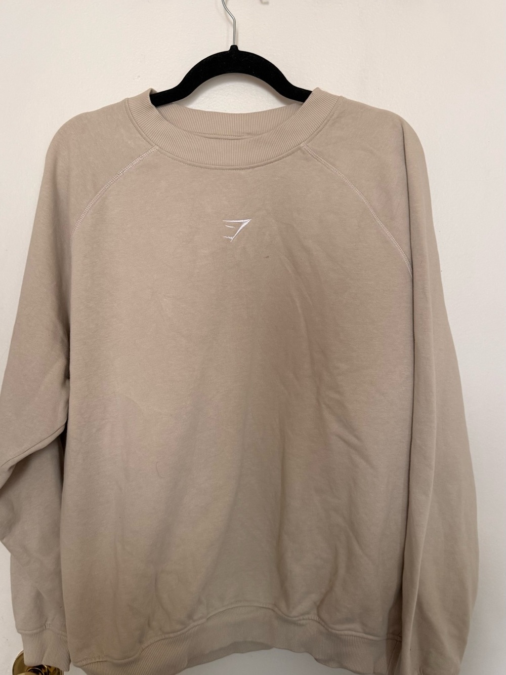 Gymshark Taupe Crewneck Sweatshirt with White Logo